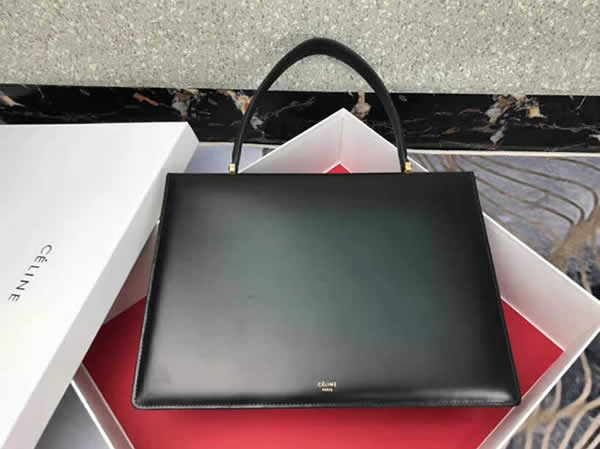 Replica Discount Black Celine Clasp Distressed Leather Tote Bag